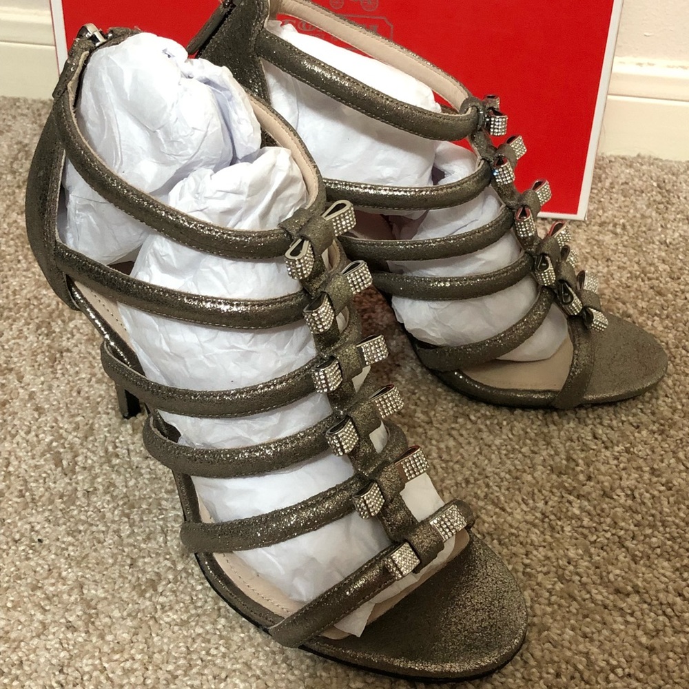 Coach Laila Metallic Dusted Suede Heels size 8.5